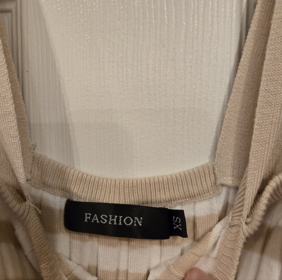 Striped Beige Maxi Dress - Picture 2 of 6